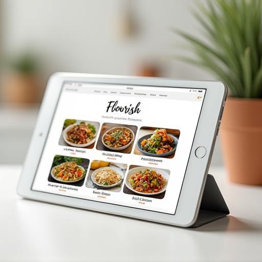 Screenshot of Flourish Recipes website on tablet